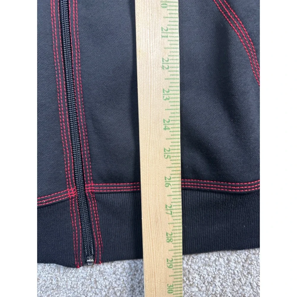 True Religion Mens TNL Puff Buddha Zip Hoodie Jet Black Red Stitch 701039 S